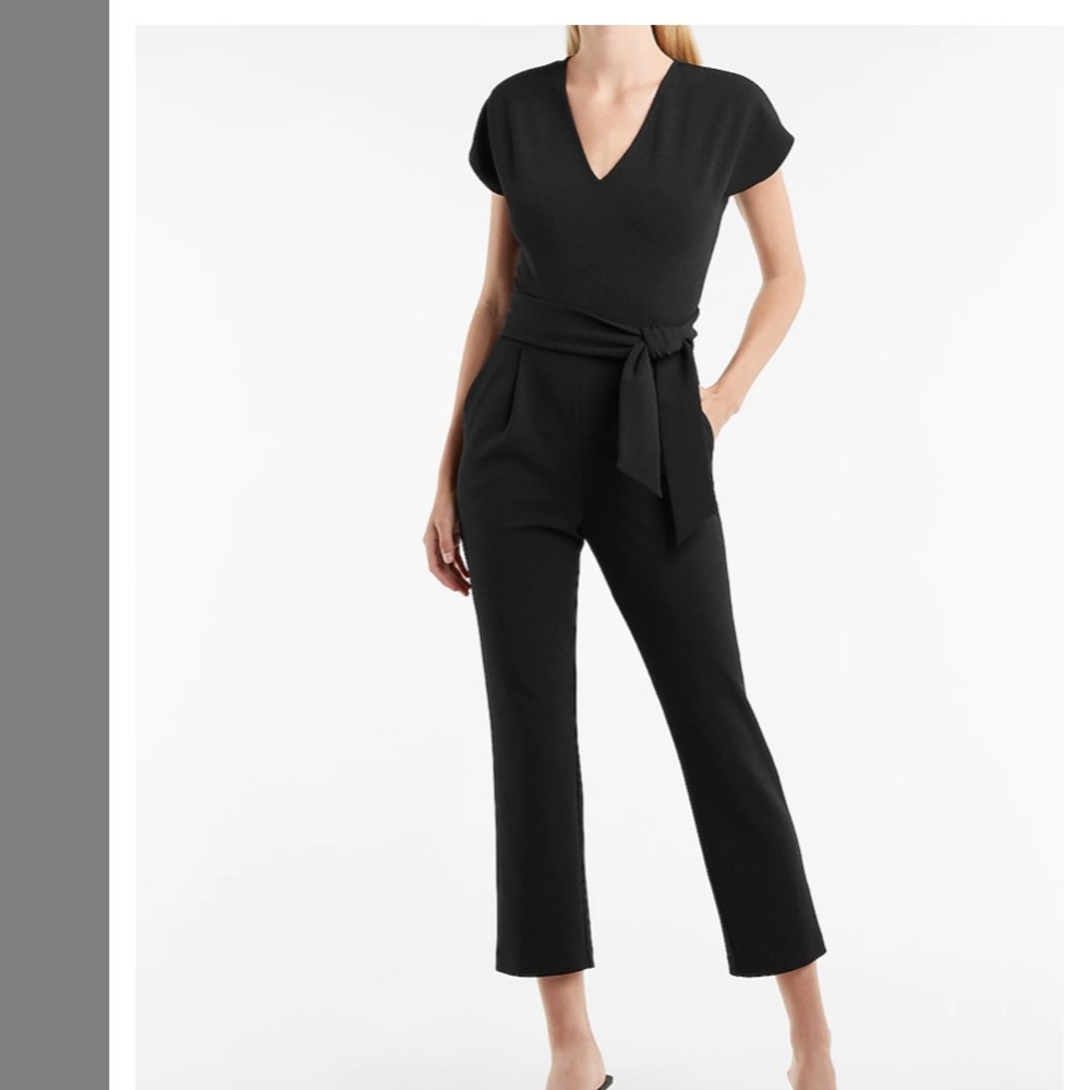 Express V-Neck Tie Waist Jumpsuit